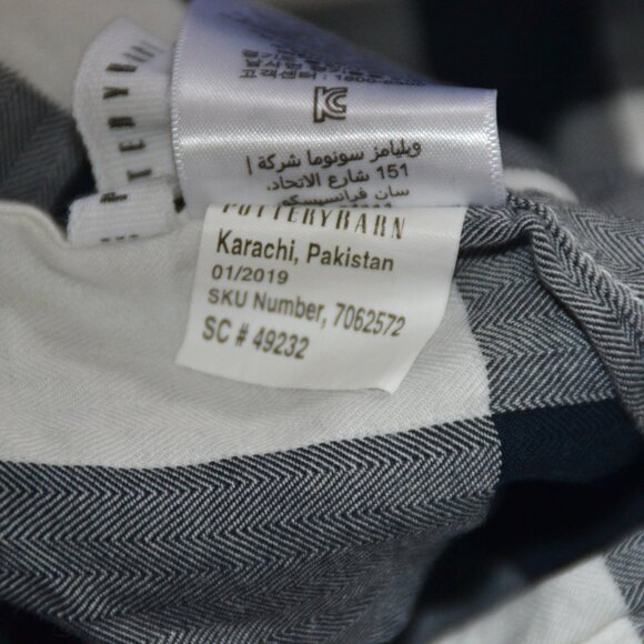 Pottery Barn Buffalo Check Gingham Navy Blue QUEEN Reversible Duvet Cover Cotton - Picture 5 of 7